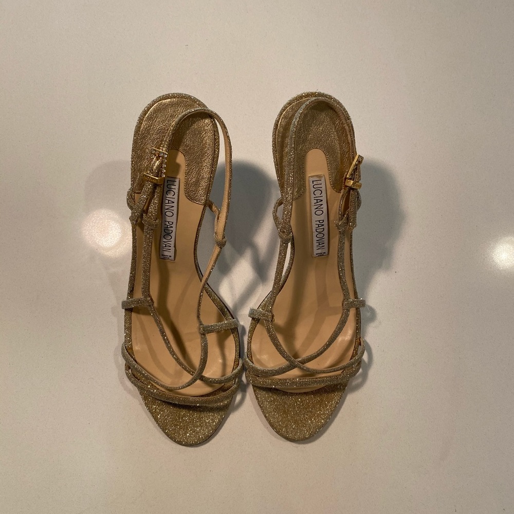 Luciano Padovan Gold Glitter Heels